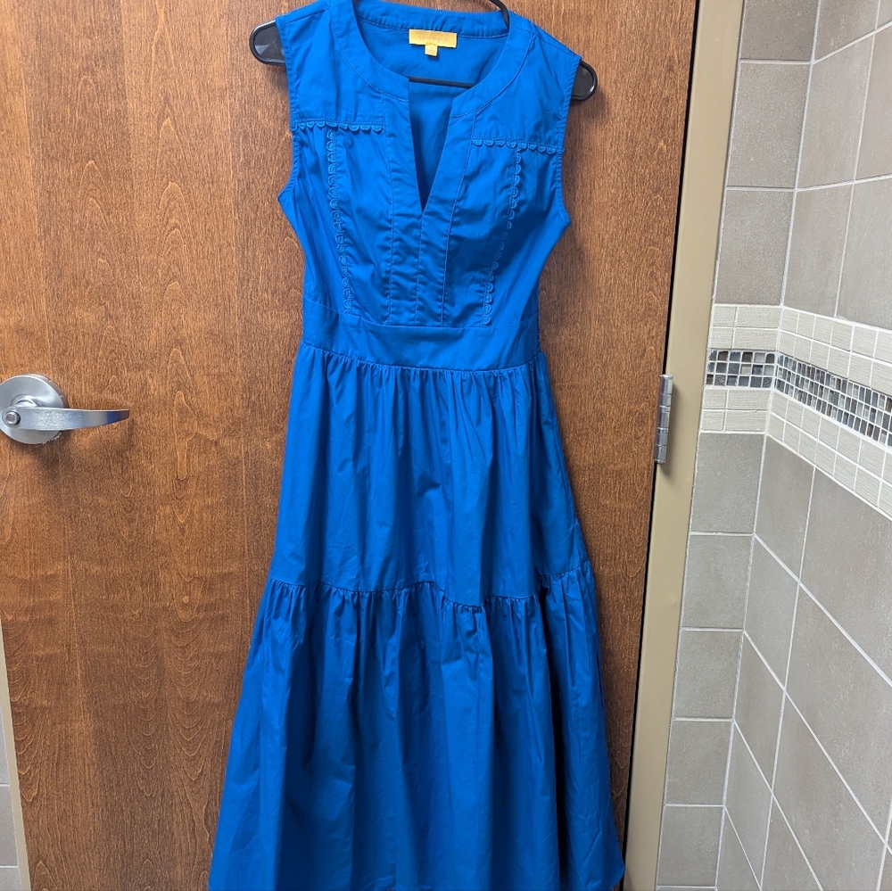 Flying Tomato Royal Blue Maxi Dress Smocked Waist Tiered Skirt Vacation Wedding - Picture 2 of 7